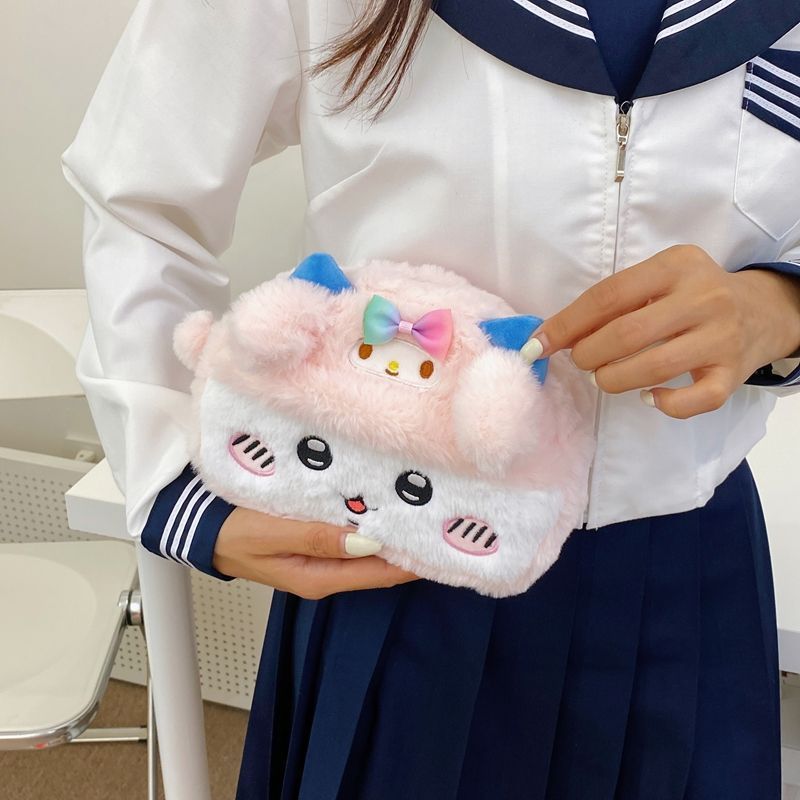 ちいかわウサキイカぬいぐるみ鉛筆バッグ漫画かわいい人気の日本製大容量筆箱文具バッグ|undefined