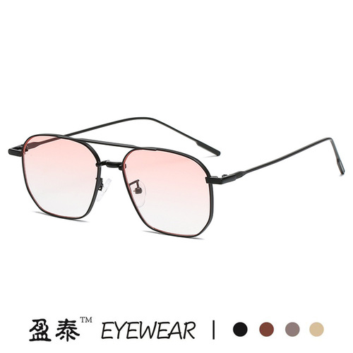 Personalized double beam irregular sunglasses Huang Zitao's same style anti-blue light glasses fashionable metal glasses literary sunglasses