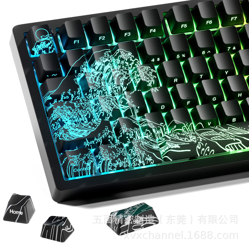 XVX 浮世絵 2.0 キーキャップ imd クラフトサイド彫刻文字パターン半透明カスタマイズされたメカニカルキーボードキャップクロスボーダー|undefined