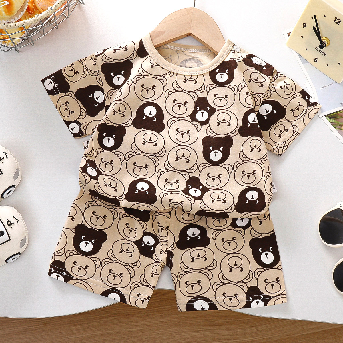 Set de mangas cortas para niños algodón verano nuevo estilo coreano pantalones cortos para niños delgados ropa de verano para niñas