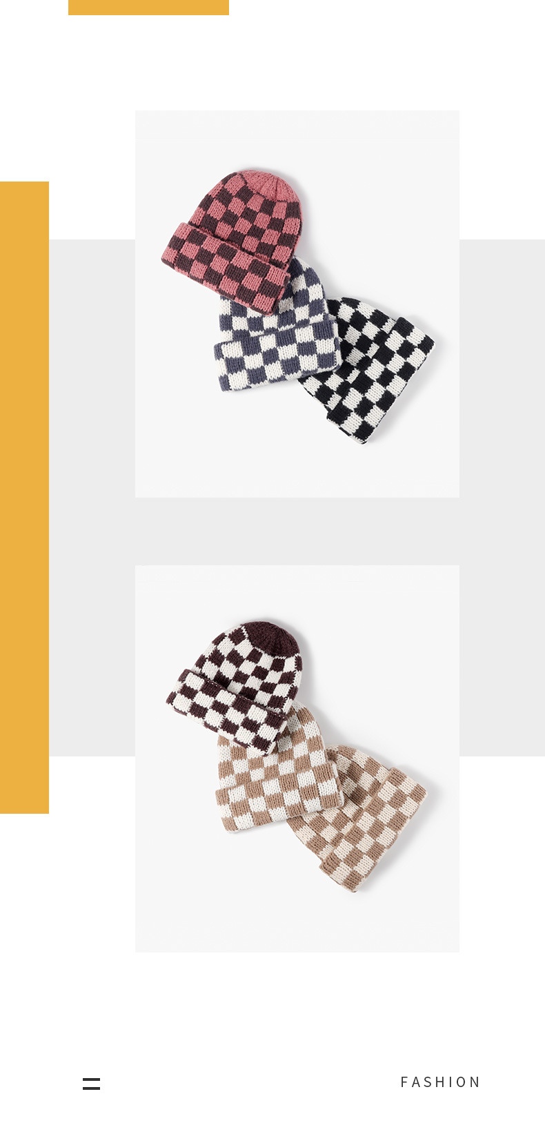 Pălărie unisex din lână în carouri, toate asortate, circumferință mare a capului, față mică, la modă, pălărie rece, căciulă tricotată caldă_voghion.com