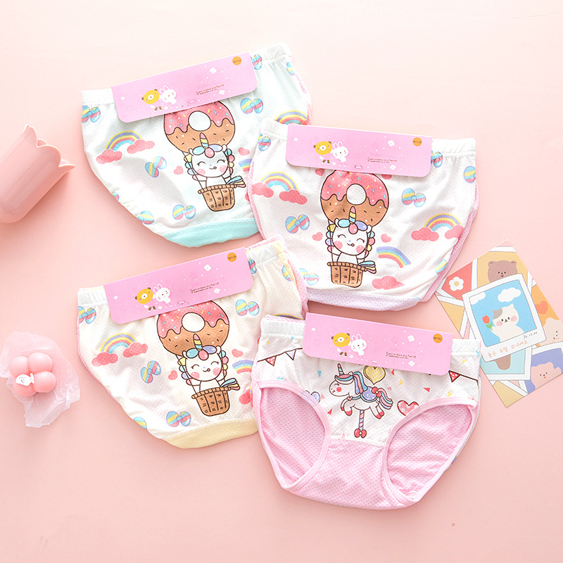 [6 pieces] Children's underwear, girls' triangle cute underwear, modal mesh, small and medium-sized baby girls, breathable and non-pinchable