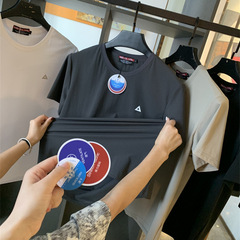Custom fabric! Heavyweight mountain outdoor! High elasticity quick-drying ice silk breathable summer sports casual short-sleeved T-shirt for men