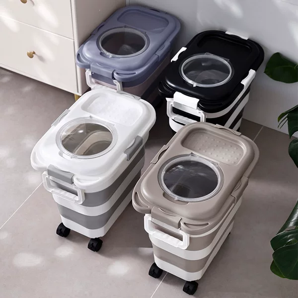 Cross-border foldable dog food container, sealed large-capacity food storage bin, moisture-proof storage jar
