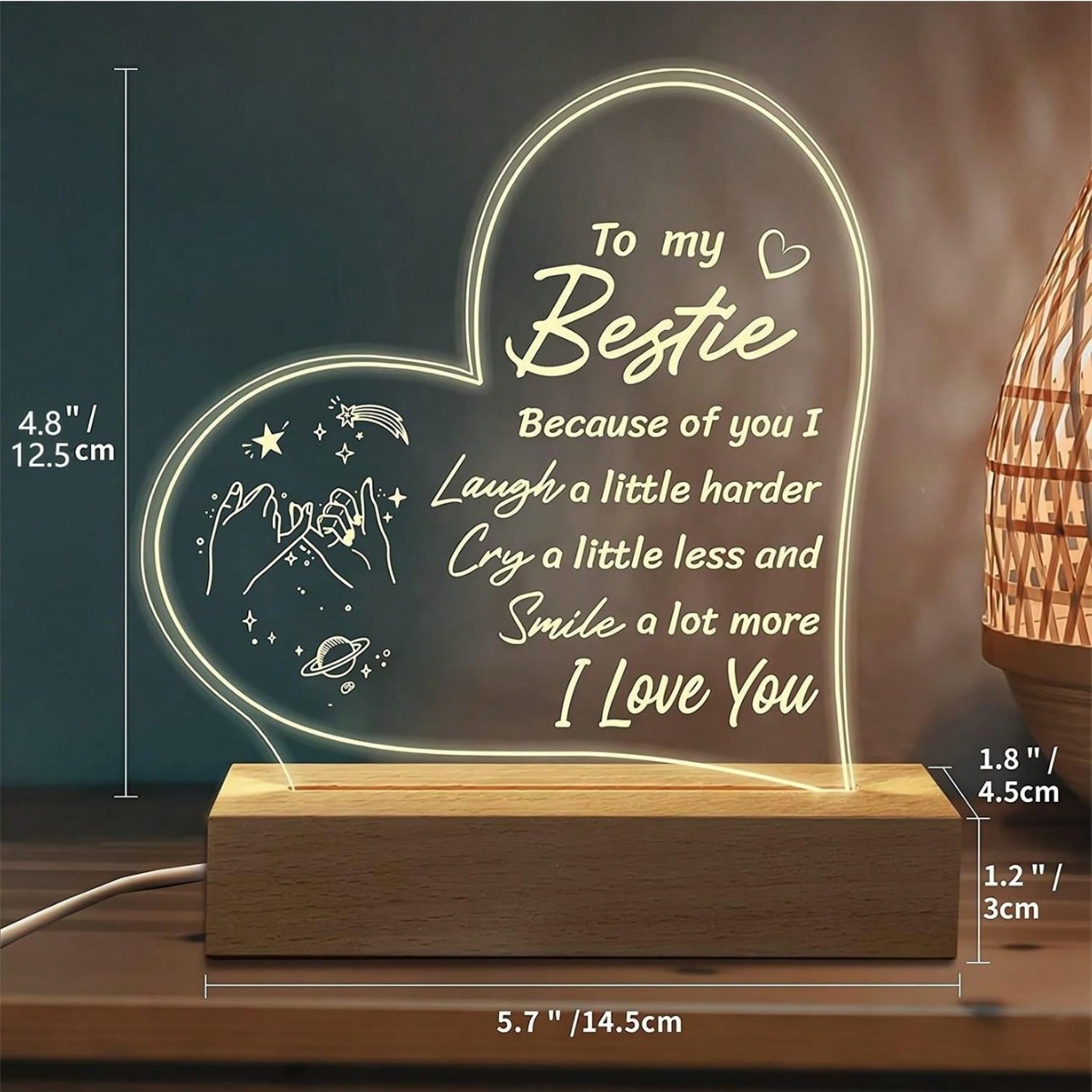 Acrylic Material Modern Style Classic Style Letter Heart Shape Arylic Night Light Lighting Accessories