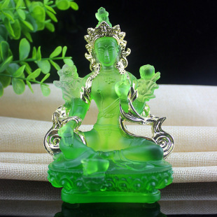Fengming Ancient Method Glazed Green Mother Buddha Statue Home Buddha Hall Worship Tibetan Tantric Glazed Buddha Statue Crafts Wholesale