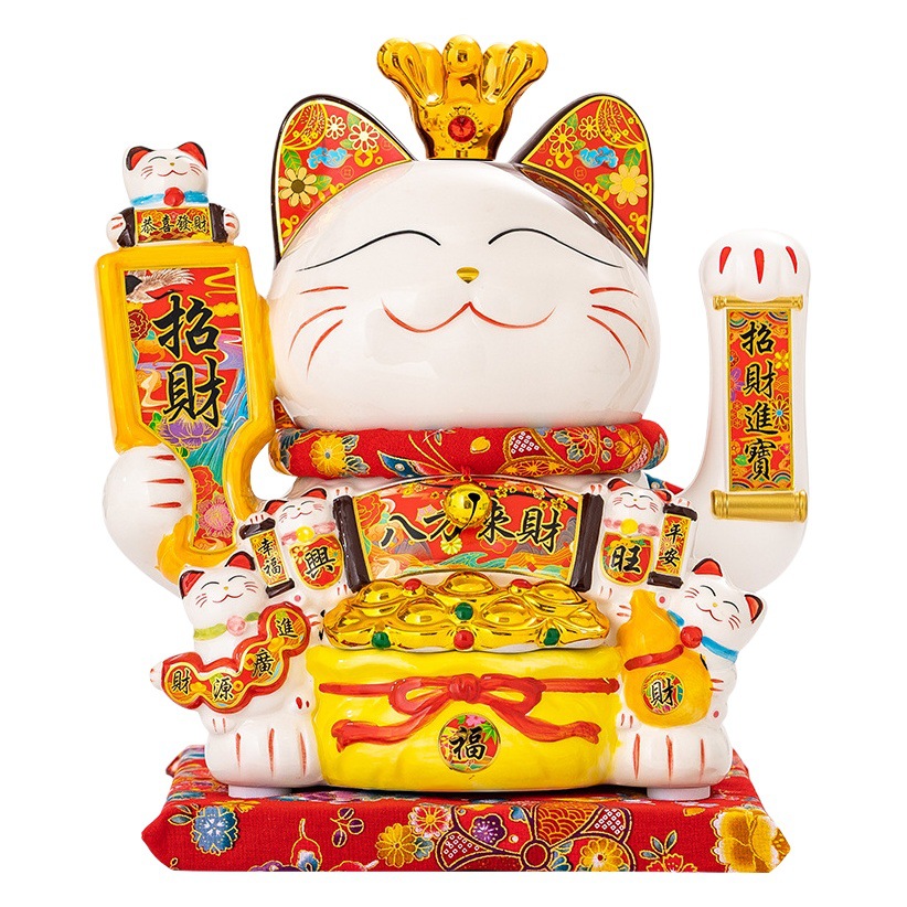 Cerámica fortuna gato decoración apertura automática ondeando tienda de regalos cajero recepción sala de estar gran fortuna gato