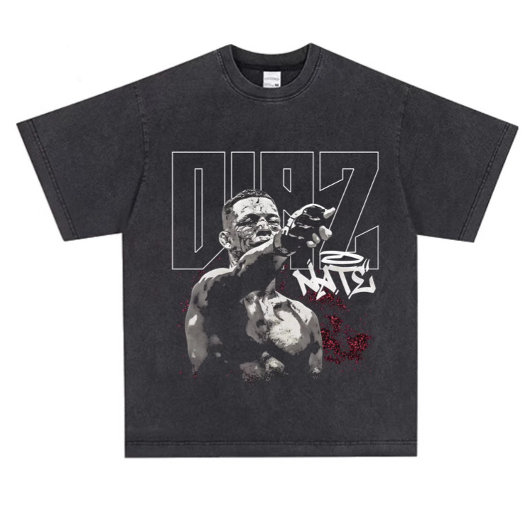 Nate Diaz Portrait American Retro Fighting Boxing Direct Spray Printed Long and Short Sleeve T-Shirt for Men