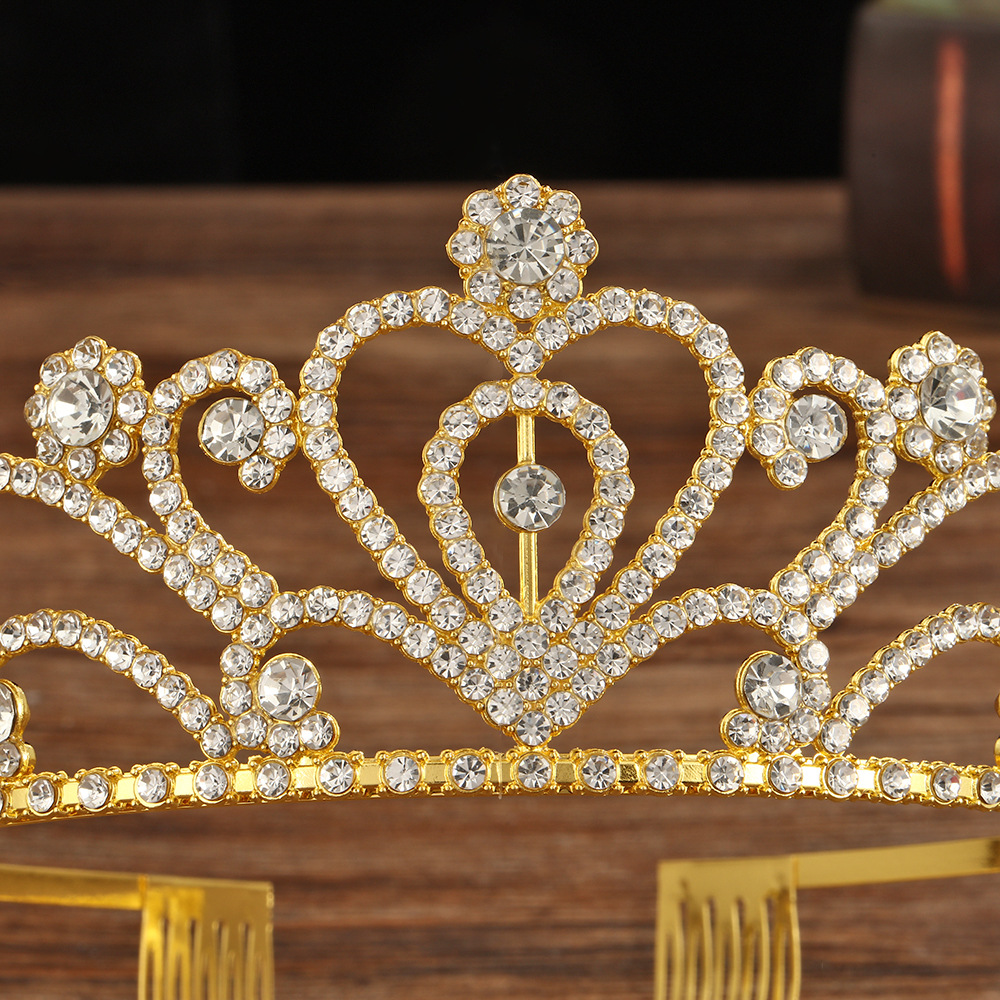 El amor es un estilo de diamante completo corona de novia de alta calidad tocado de boda princesa niños viento corona banquete adornos de pelo