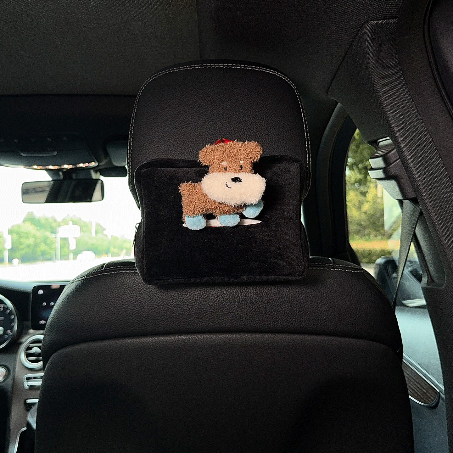 Cute car tissue box, adorable puppy design, hanging tissue holder for car seat back, car tissue cover for women