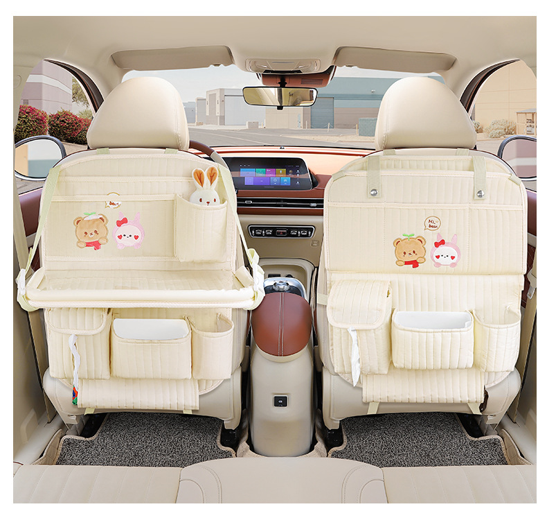 Car Seat Back Storage Bag Cartoon Multifunctional Car Foldableing Small Dining Table Car Seat Back Hanging Storage Box