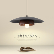 餐厅吊灯新中式吧台复古胡桃木北欧极简感禅意新款LED小吊灯