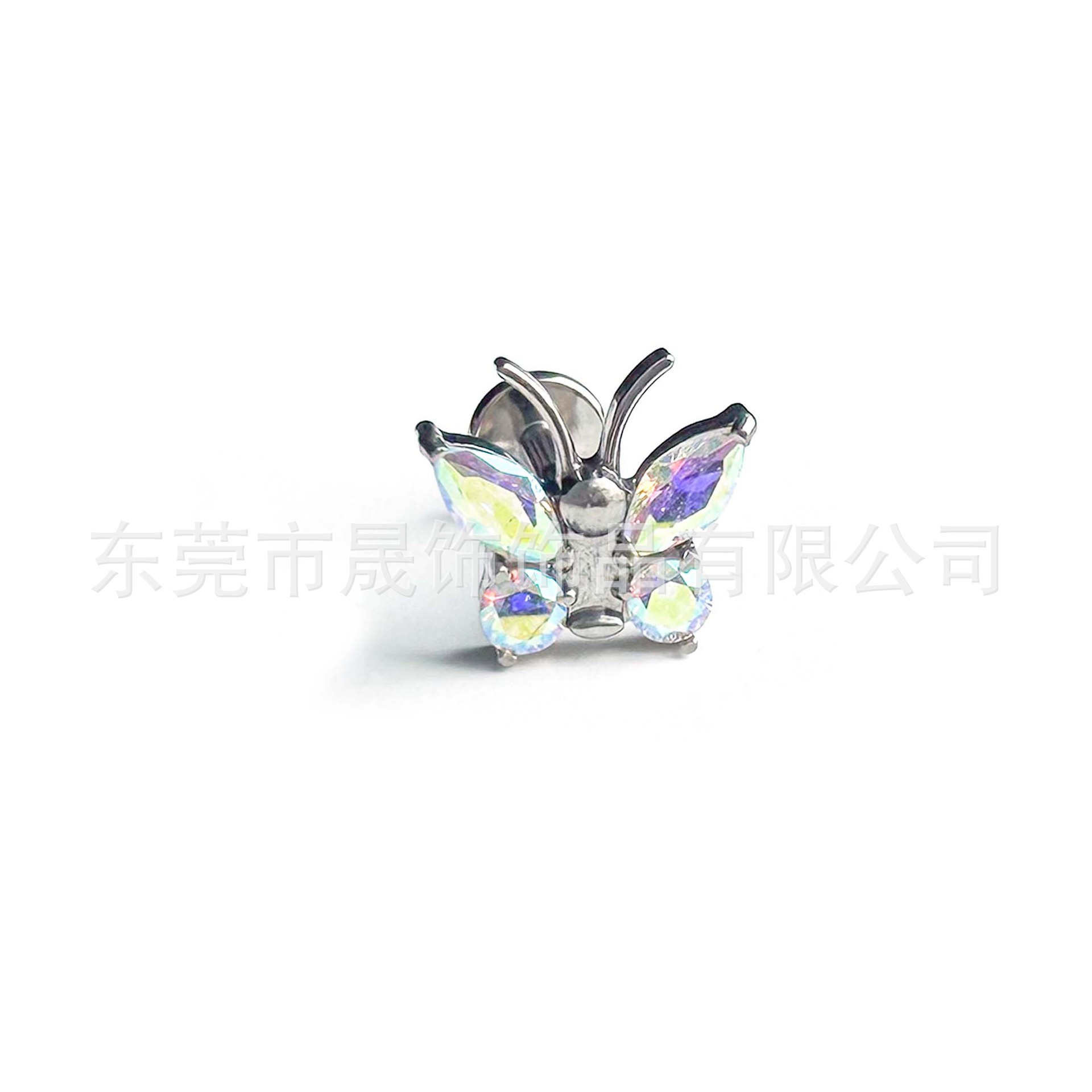 F136 Titanium 触角 Butterfly Cubic Zirconia Ear Stud Helix Cartilage Stud G23 Implant Grade Titanium Labret Stud 人体 Piercing Jewelry