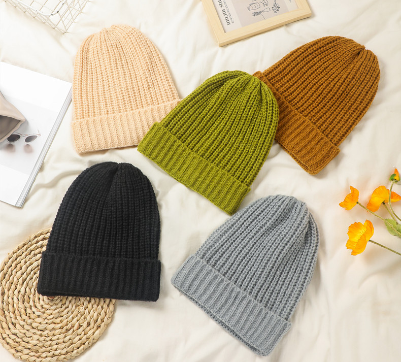 Unisex Hat European acrylic solid color knitted wool hat_voghion.com