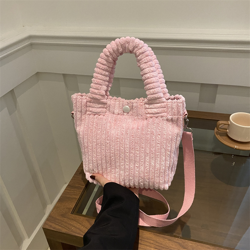 Nicho de velcro bolso de balde 2024 nuevo invierno literatura y arte mochila bolso de color caramelo lindo bolso especial