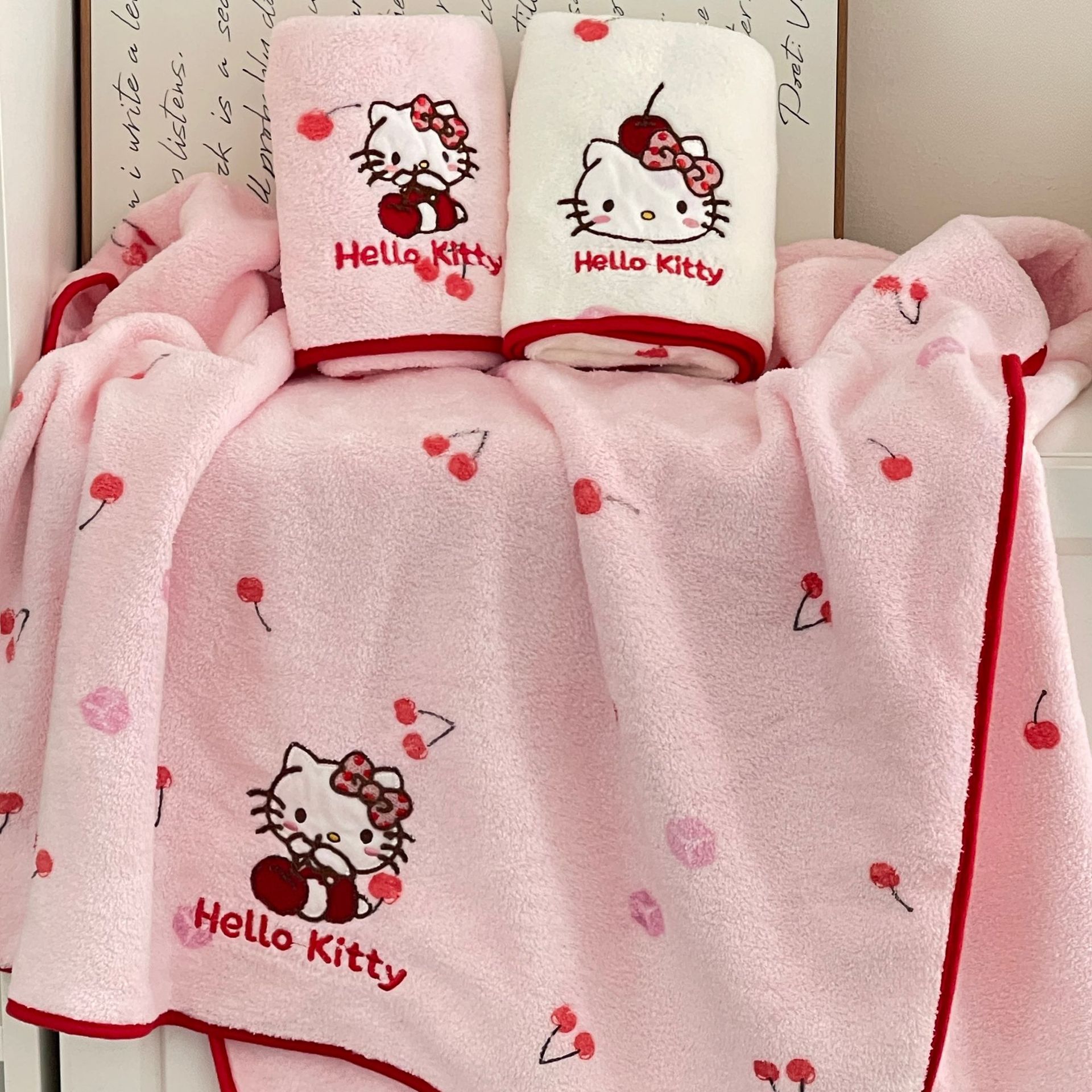 Genuina toalla de baño de gatito impresa coral vello que algodón absorbente rápido baño seco gran toalla lindo sombrero de cabello seco