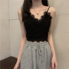 French-style lace camisole for women—summer design, matching the "Wenwen" style, perfect for layering or wearing as an outer crop top on Instagram