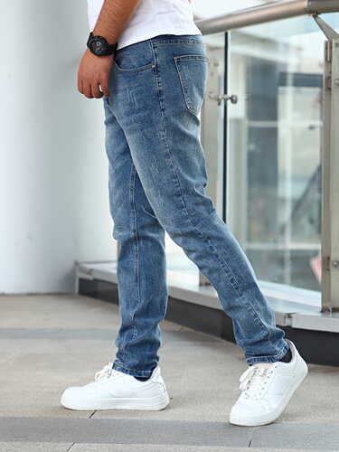 Men's jeans, stretch jeans, small feet pants, multi-process slimming blue men's pants, suitable for all seasons