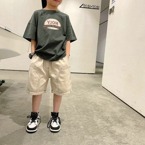 Boys' short-sleeved T-shirt summer  new big children's summer clothing boys' half-sleeved T-shirt pure cotton trendy brand street children's clothing