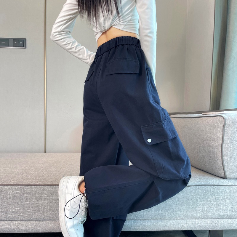 Thirteen Lines 2025 Spring, Autumn and Winter New Overalls Tencel Cotton Leg-Tie Wide Leg Two-Wear Casual Sports Pants for Women