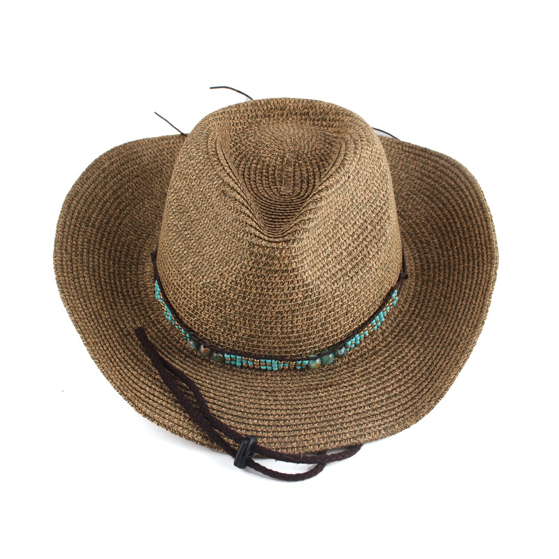 Comercio exterior transfronterizo de calidad para hombres y mujeres Sombrero de jazz Sombrero de vaquero occidental europeo y americano Sombrero de paja de ocio al aire libre Sombrero de caballero retro