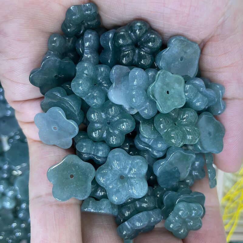 天然翡翠A货蓝水小花配件手工编绳手串项链饰品配饰散珠材料包|undefined