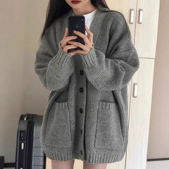 开衫针织灰色毛衣外套上衣早秋2025新款女装春秋季法式休闲高级感