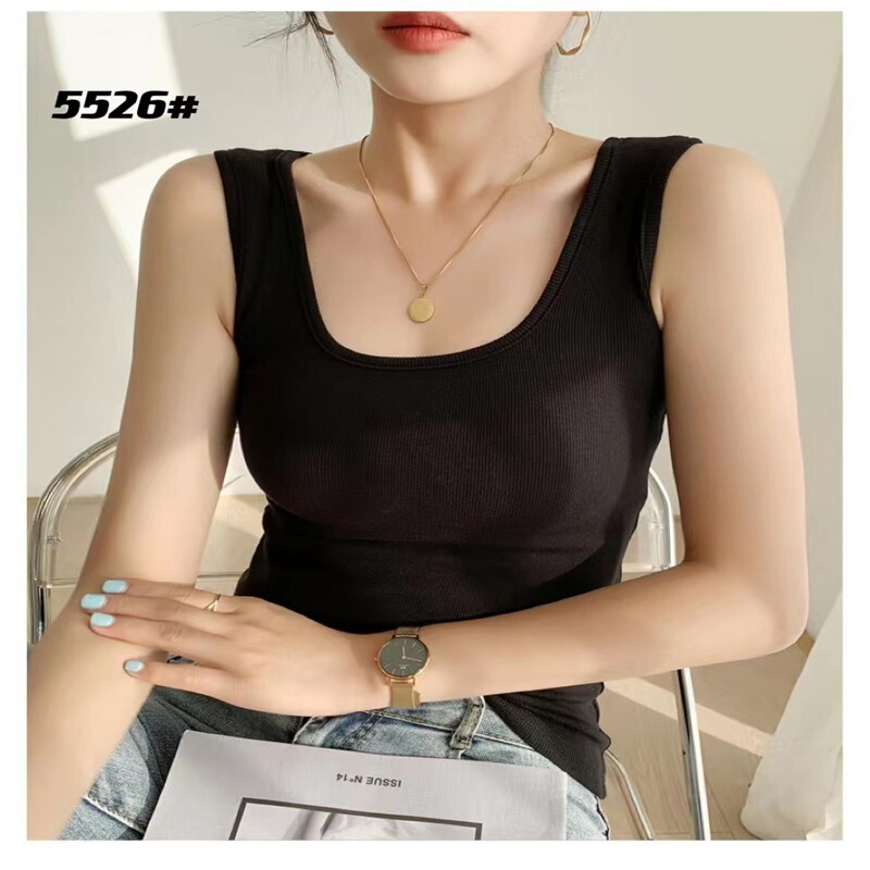 Threaded Wideband Vest for Women's Summer Outer Wear, Anti-Exposure, Slim Fit, Square Collar, Pure Color Thin Knitted Bottoming Top Threaded Wideband Vest for Women's Summer Outer Wear, Anti-Exposure, Slim Fit, Square Collar, Pure Color Thin Knitted Bottoming Top