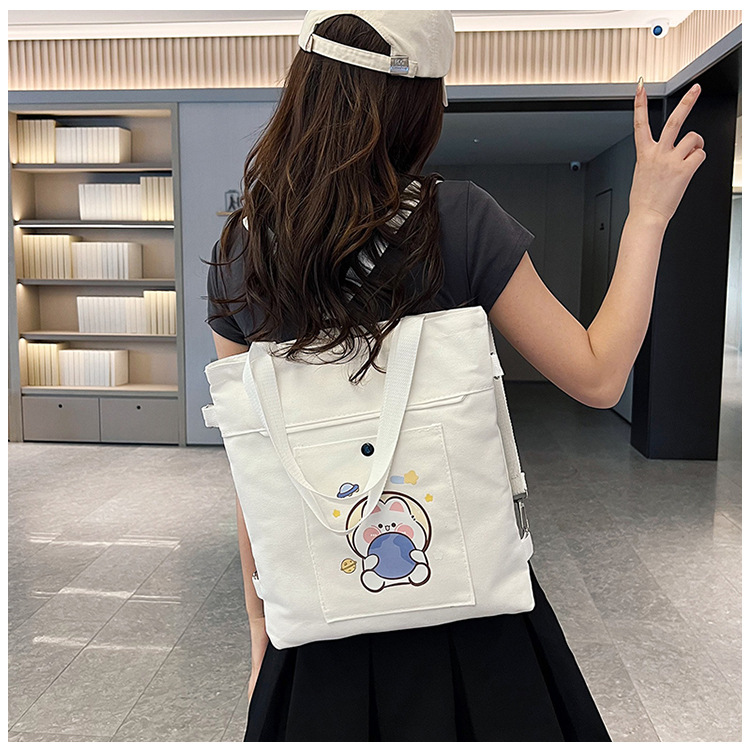 Wholesale of 2025 new cartoon casual canvas bags, large-capacity, fashionable and cute girl single-shoulder bags and tote crossbody bags undefined