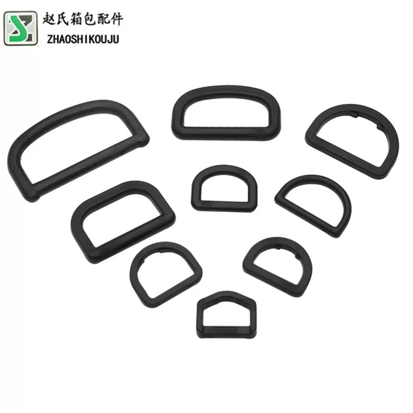 Factory open ring D-shaped buckle luggage accessories Black pp second gear third gear buckle spot wholesale semi-circular buckle