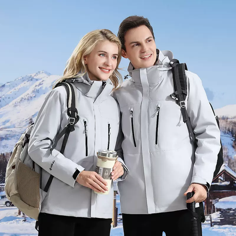 跨境三合一冲锋衣防泼水羽绒内胆冬季男女款两件套户外防水登山服