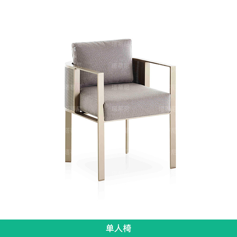 Conjunto de mesa y sillas de acero inoxidable para exteriores, para casas modelo, patio a prueba de lluvia, villa al aire libre, mesa y sillas para balcón de hotel.