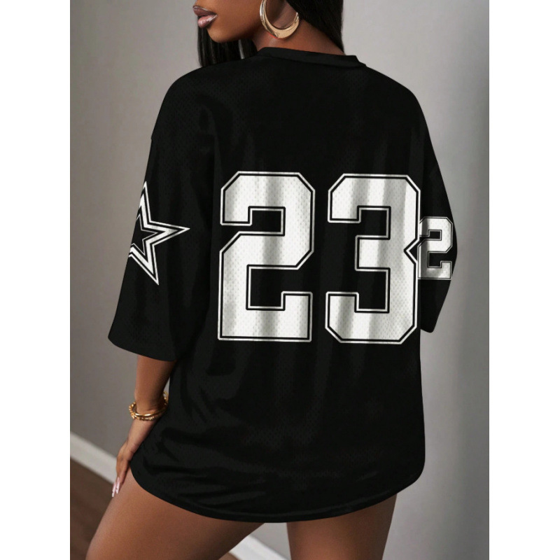 Cross-Border Amazon Sports Style Digital Print Color-Block Mesh Short-Sleeve T-Shirt Casual Loose Top Cross-Border Amazon Sports Style Digital Print Color-Block Mesh Short-Sleeve T-Shirt Casual Loose Top