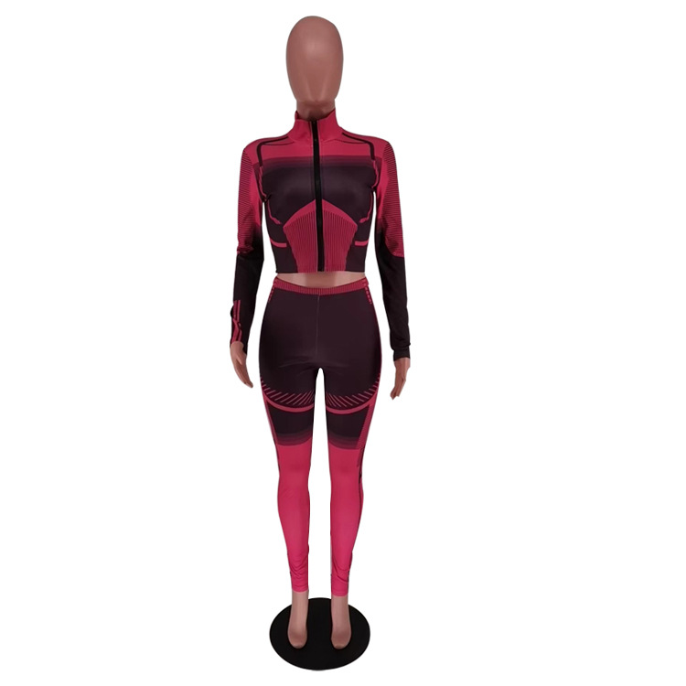 315g Weight Long Sleeve Sleeve Length Spandex, Polyester Fabric Type Pant Co-ord Set Sets Type 2 Pieces Set Quantity Sports Occasion Standing Collar Neckline Sports Function Skinny Fit Type Geometric Pattern Autumn Season Women's Gender Sports Style Sports Women's Sports Geometric Spandex Polyester Pant Co-ord Set Pants Sets 21