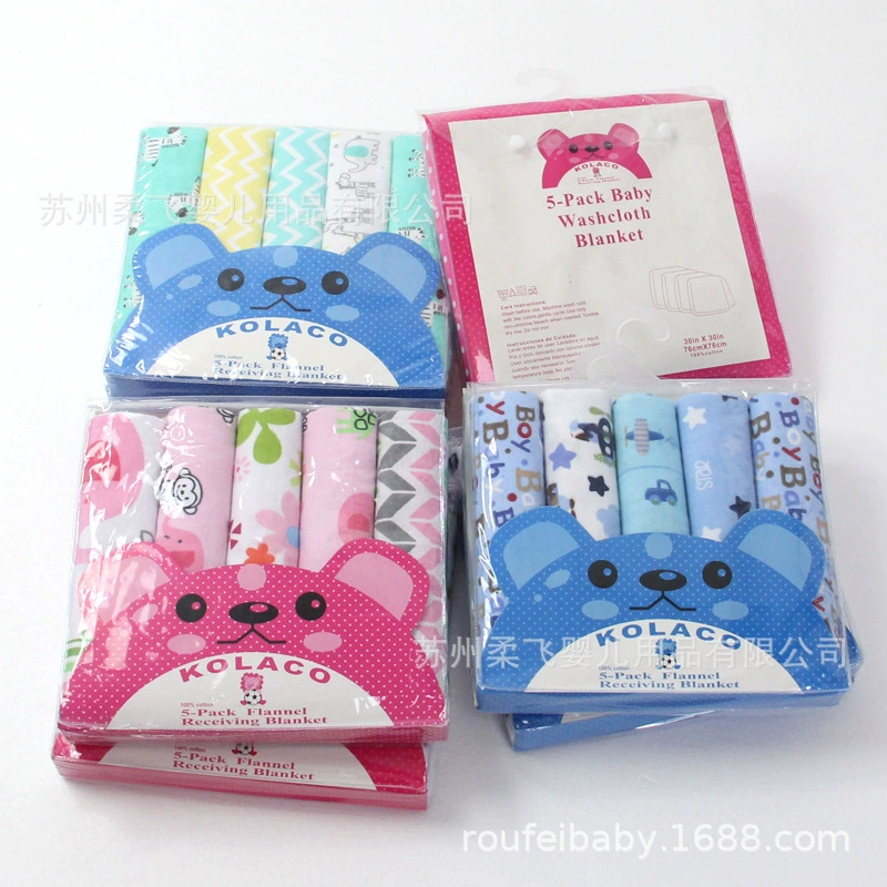 Фланелевое одеяло-пеленка KOLACO, 5 шт., из чистого хлопка, для младенцев и детей