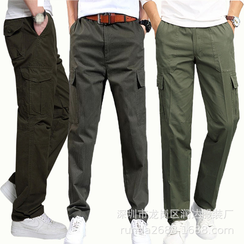 Mono de algodón lavado para hombres pantalones multibolsillos pantalones Protección Laboral puesto de tienda pantalones multibolsillos para hombres pantalones al por mayor