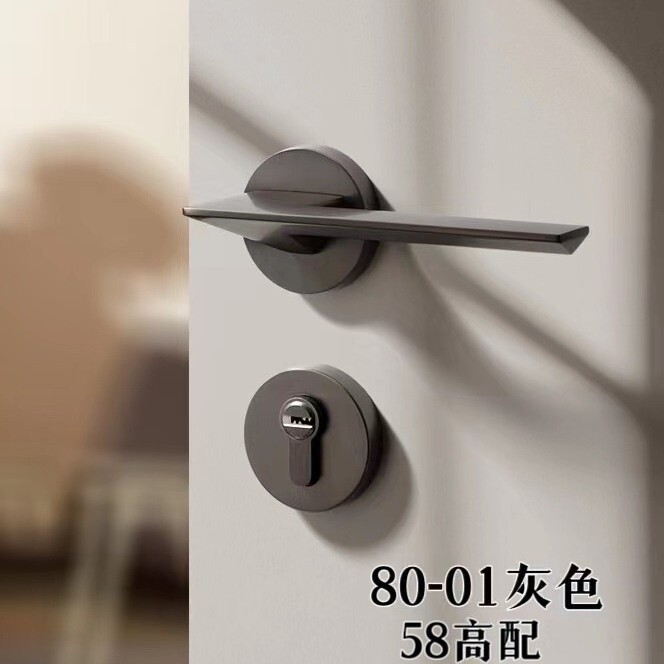 耐奢锌合金室内执手木门锁厂家静音分体锁具房间门锁卧室黑色磁吸|undefined