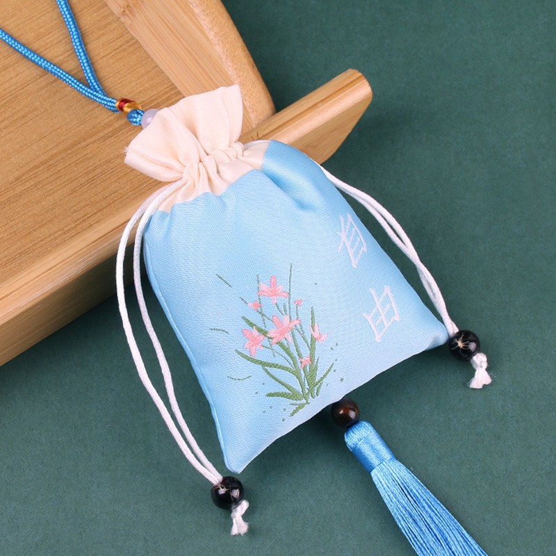 Bolsita bolsita bolsa vacía Dragon Boat Festival portátil repelente de mosquitos bolsa DIY azul y blanco bolsa de lino de algodón bolsa bolsita