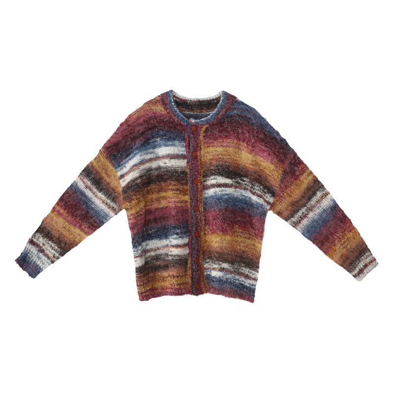 Ropa de hombre MTLClothes | 2022 invierno nuevo estilo perezoso retro arco iris de punto de manga larga suéter abrigo moda