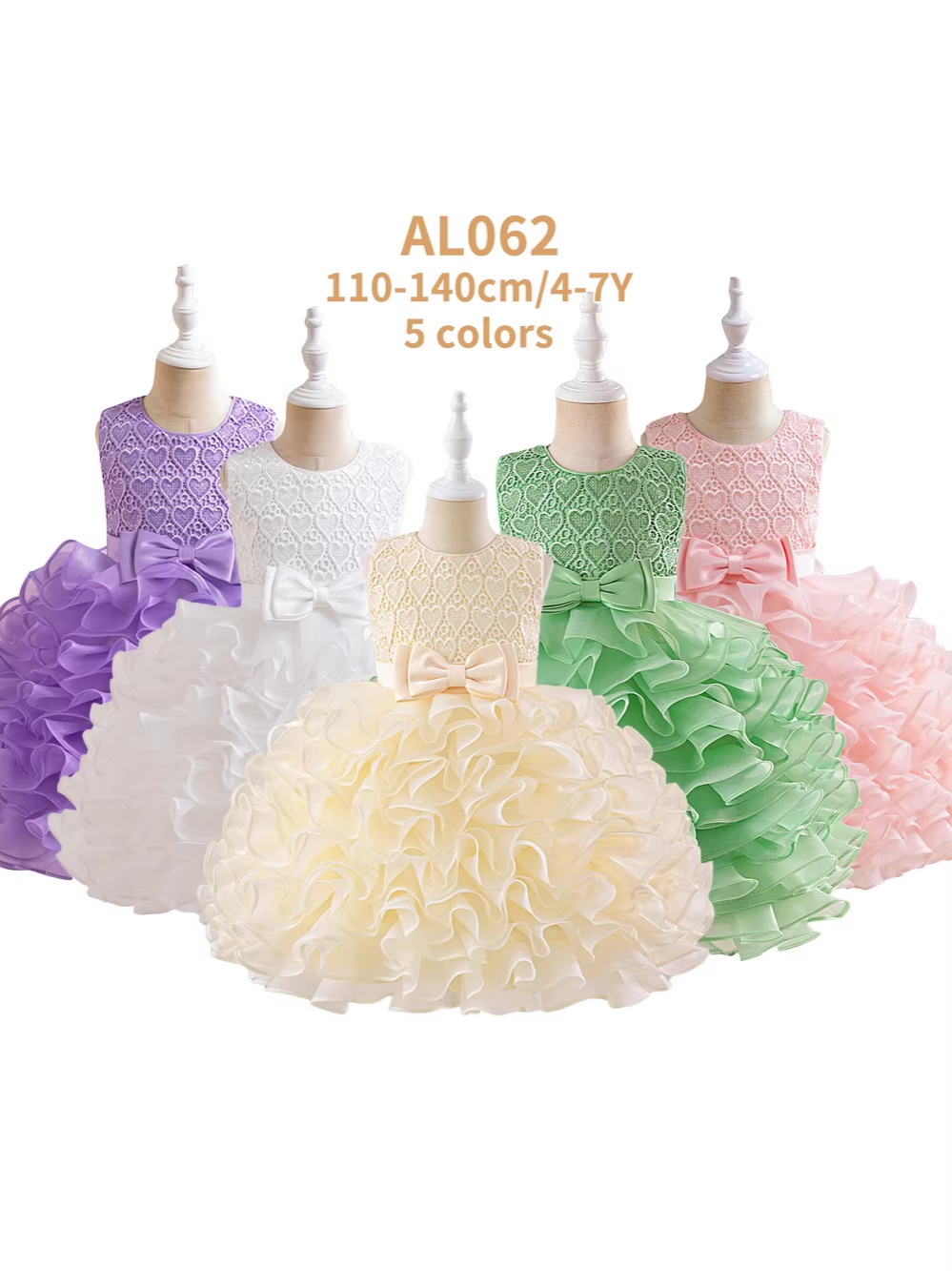 Vestido infantil sin mangas vestido de princesa amor de encaje vestido de fiesta vestido de niña pequeña