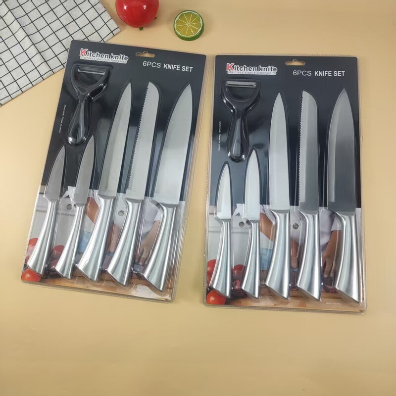 ブリスターパック ステンレス中空ハンドルカッター ウメおろし器 6点セット ギフト包丁 パンナイフ フルーツナイフ 万能ナイフ|undefined