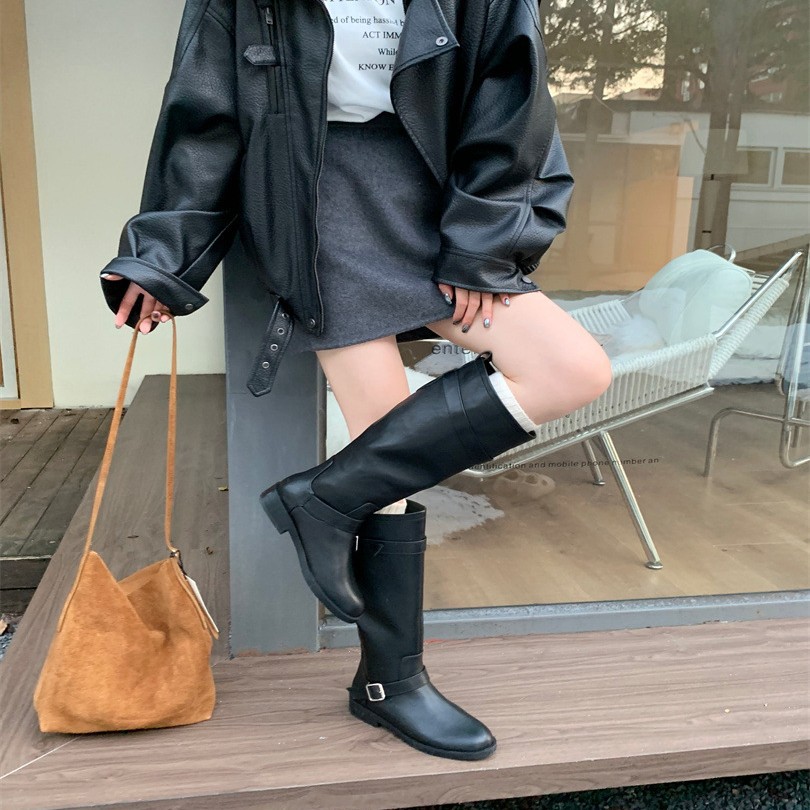 ~葡萄妈长筒骑士靴女外穿高级感2025法式气质时髦粗跟长靴