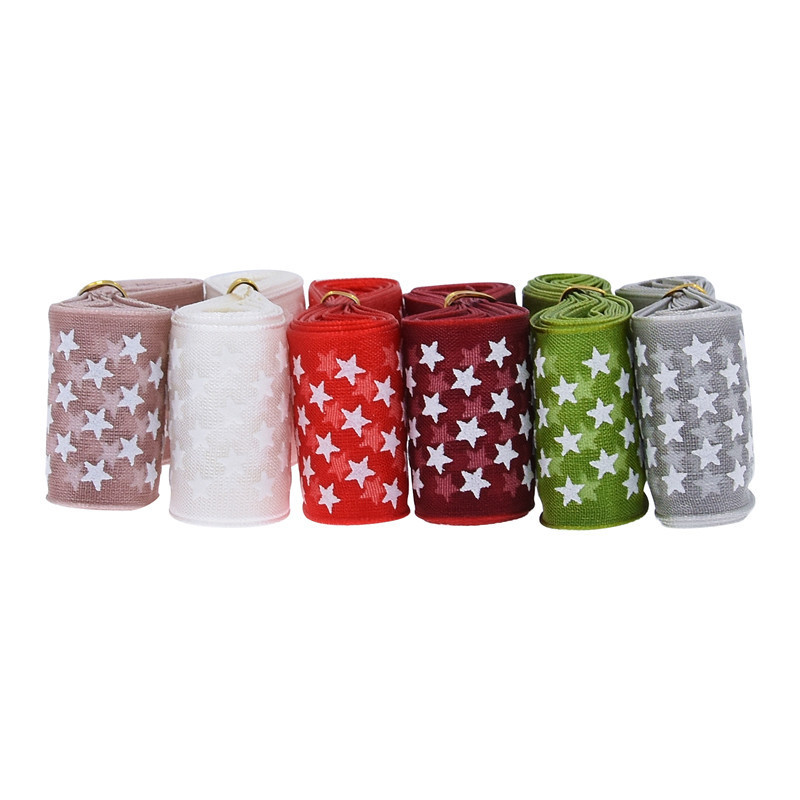 2,5 cm AliExpress transfronteriza clásica impresión estrella de cinco puntas cinta de nieve decoración de Navidad cinta de embalaje de regalo 10 M