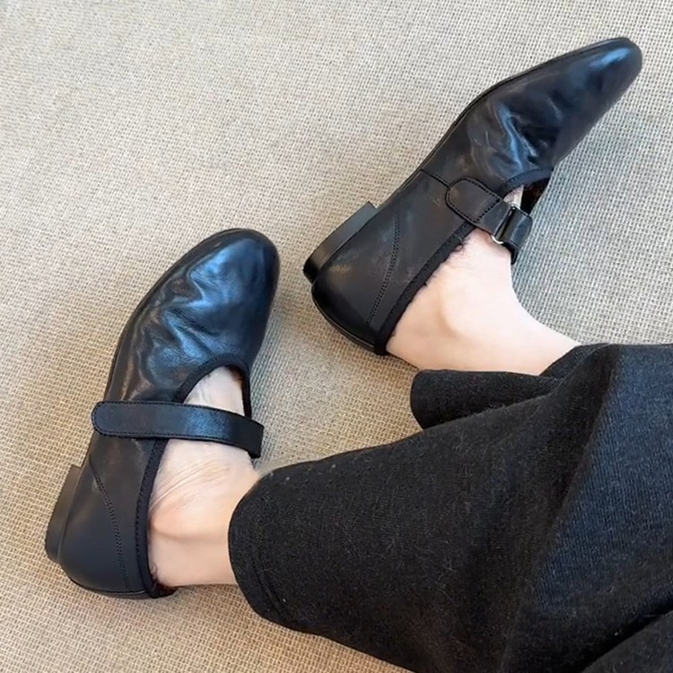 Soft Leather Mary Jane Shoes For Women With Comfortable Strap_voghion.com