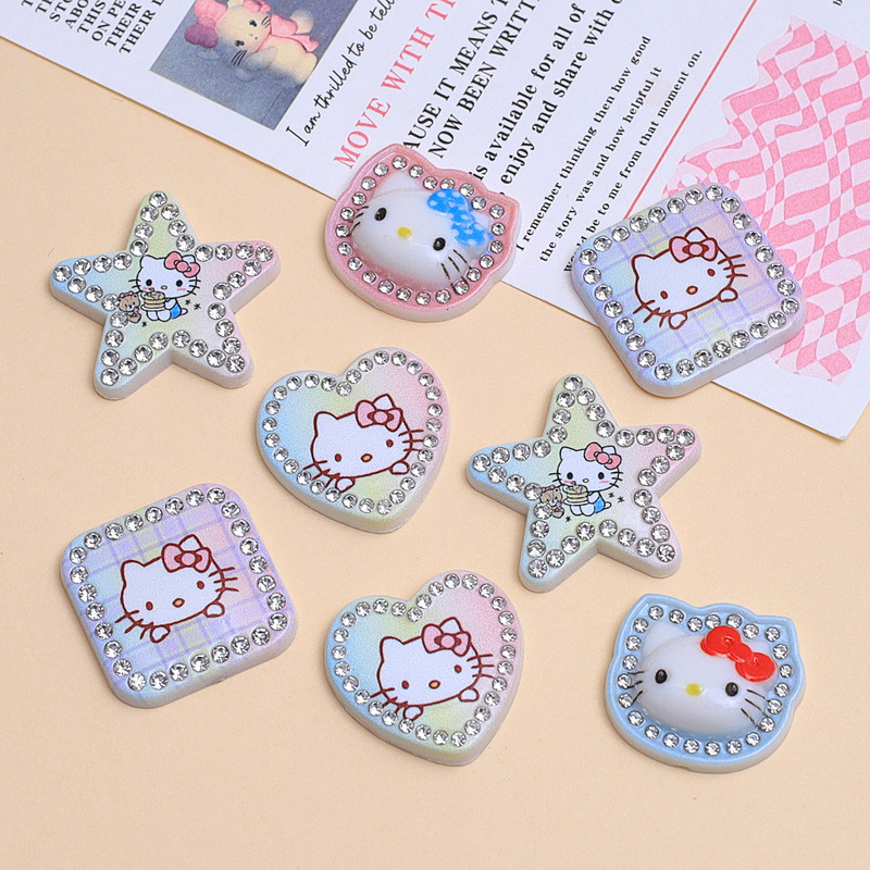かわいいダイヤモンドニャー漫画手作り diy ジュエリーアクセサリークリーム接着剤樹脂小物アクセサリーホール靴バックル素材|undefined