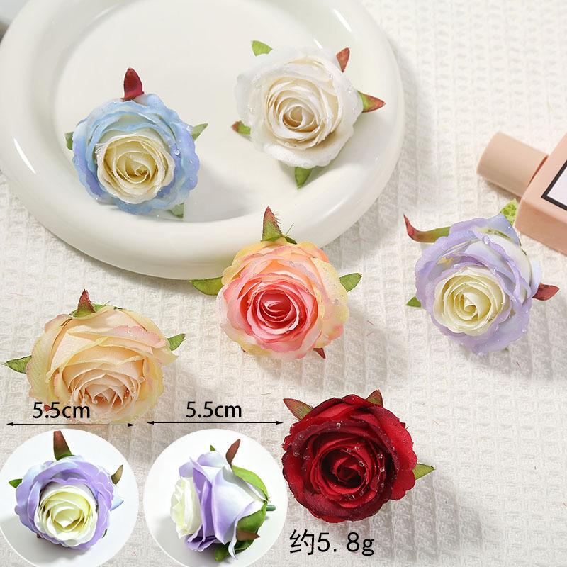 6cm Artificial Flower with a High-End Feel, Dewy Loulan Rose Flower Head with Core, DIY Fake Flower Hair Accessory