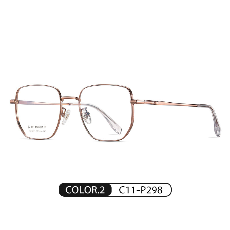 En stock al por mayor gafas de titanio puro st6221 moda hombres y mujeres pueden coincidir con gafas de miopía marco IP chapado ultraligero gafas lisas