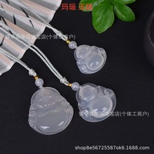 高冰种白玉髓无事牌平安扣吊坠福豆观音佛公貔貅钱袋挂件玛瑙项链