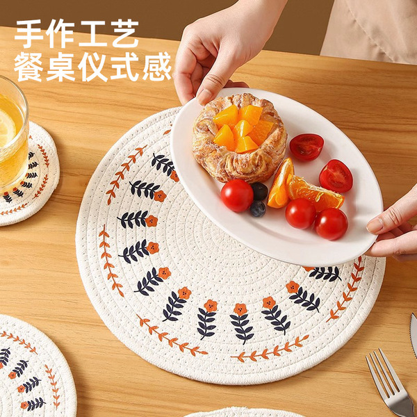 Ins Korean retro printed cotton coaster thickened non-slip…
