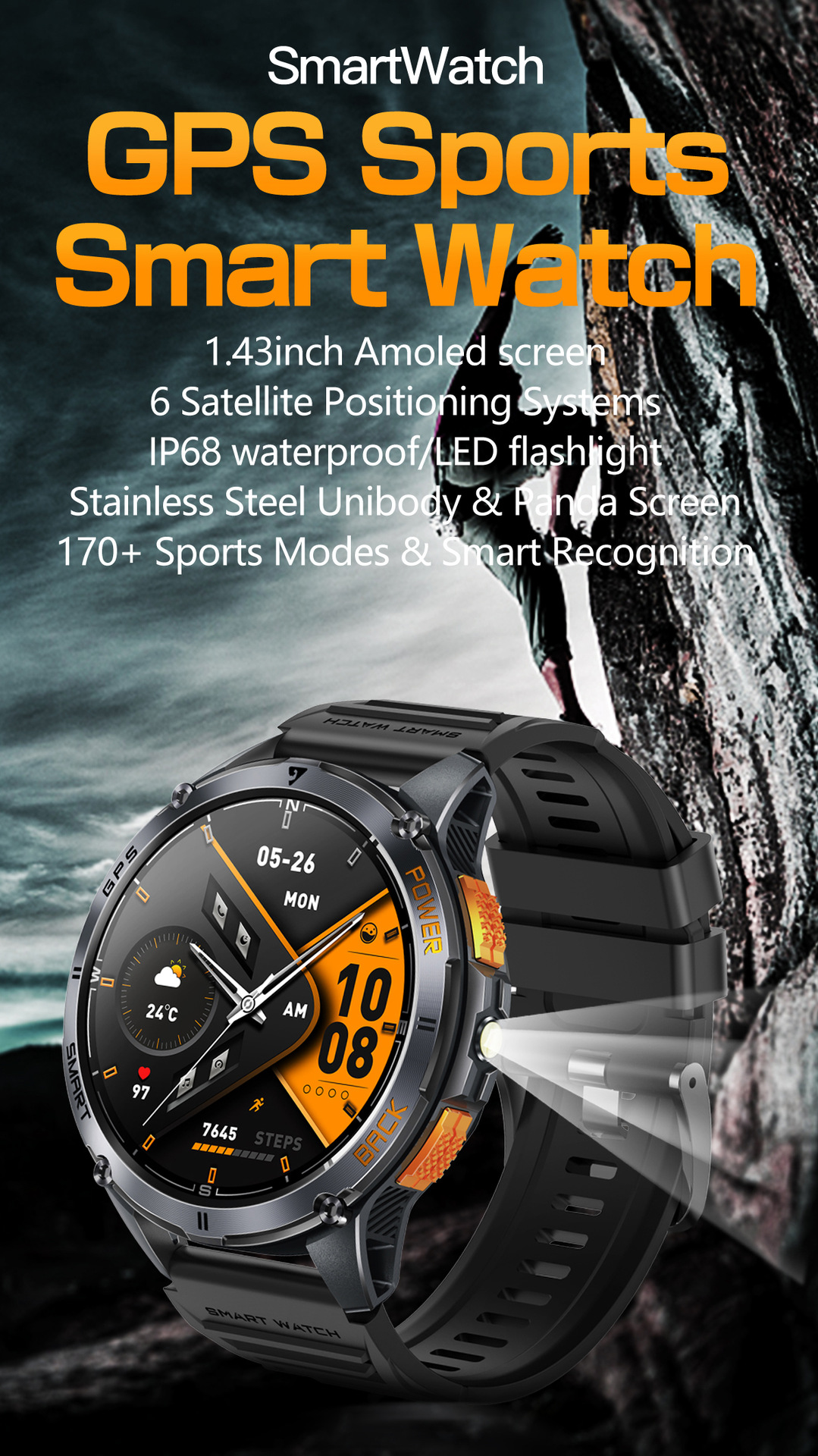 Smartwatch Mit Herzfrequenzmesser Gps Und Bluetooth-anruffunktion_voghion.com